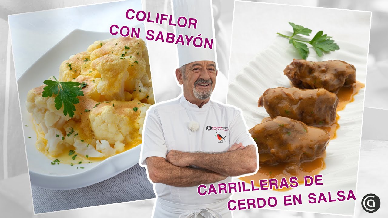 COLIFLOR con SABAYON ​ CARRILLERAS de cerdo en salsa ​
