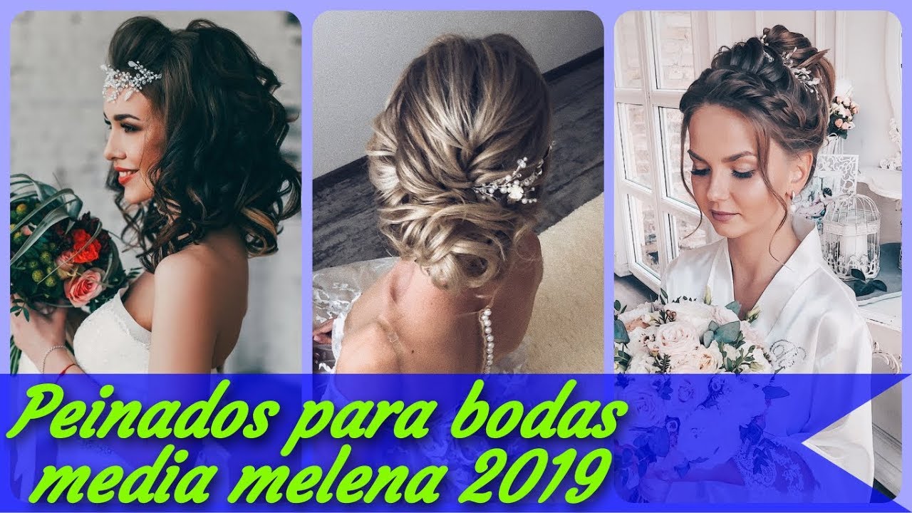 20 modernos Ideas de peinados para bodas media melena 2019