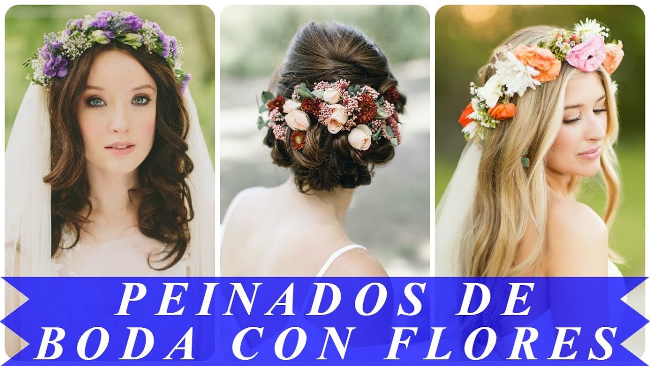 Peinados modernos de boda con flores 2018