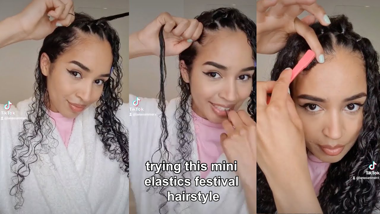 EASY FESTIVAL HAIRSTYLE FOR CURLY HAIR with ELASTICS