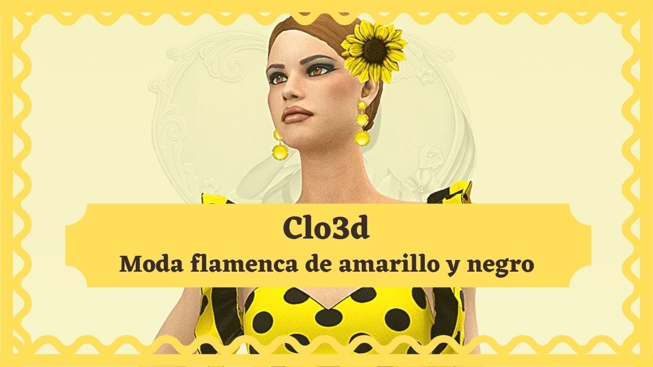 CLO3D Moda flamenca de amarillo y negro