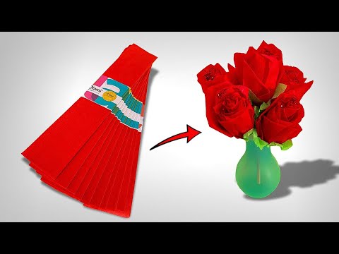 DIY Rosas hermosas con papel crepe Manualidades paso a