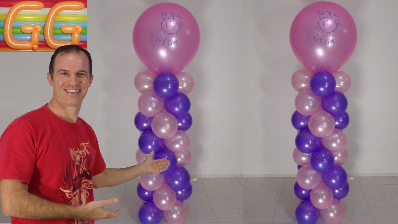 como hacer columnas de globos decoracion con globos