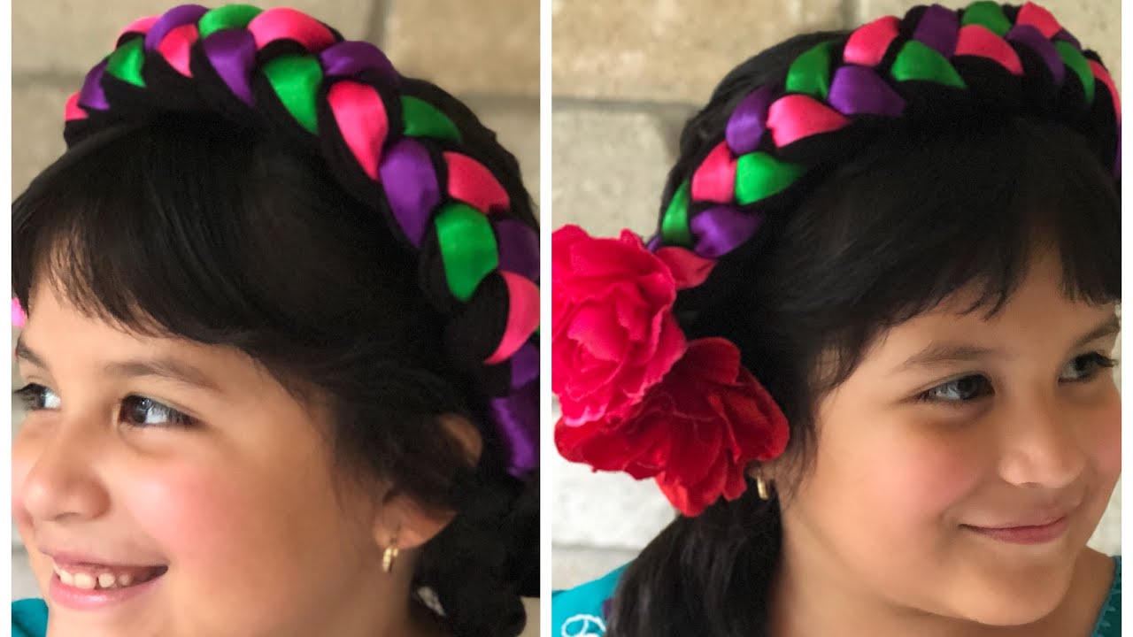 Trenza Folklorica de Liston y Lana Fiestas Patrias Peinado Frida