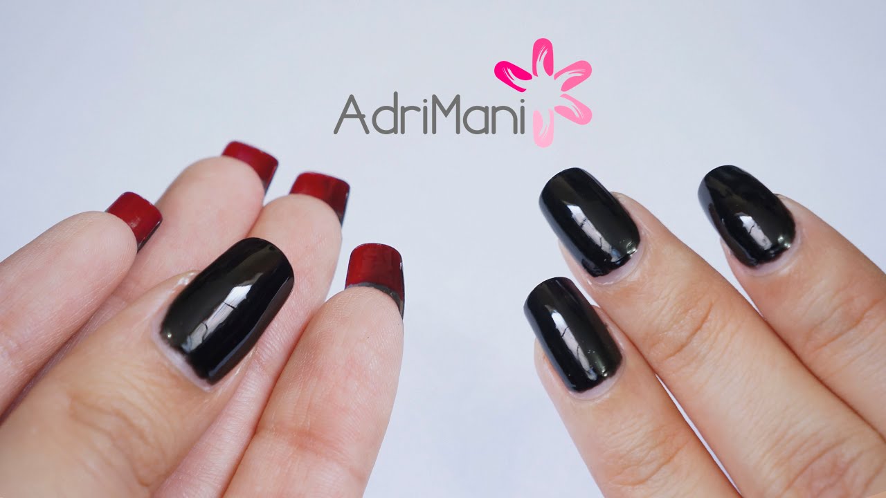 Uñas negras con rojo Diseño para uñas largas