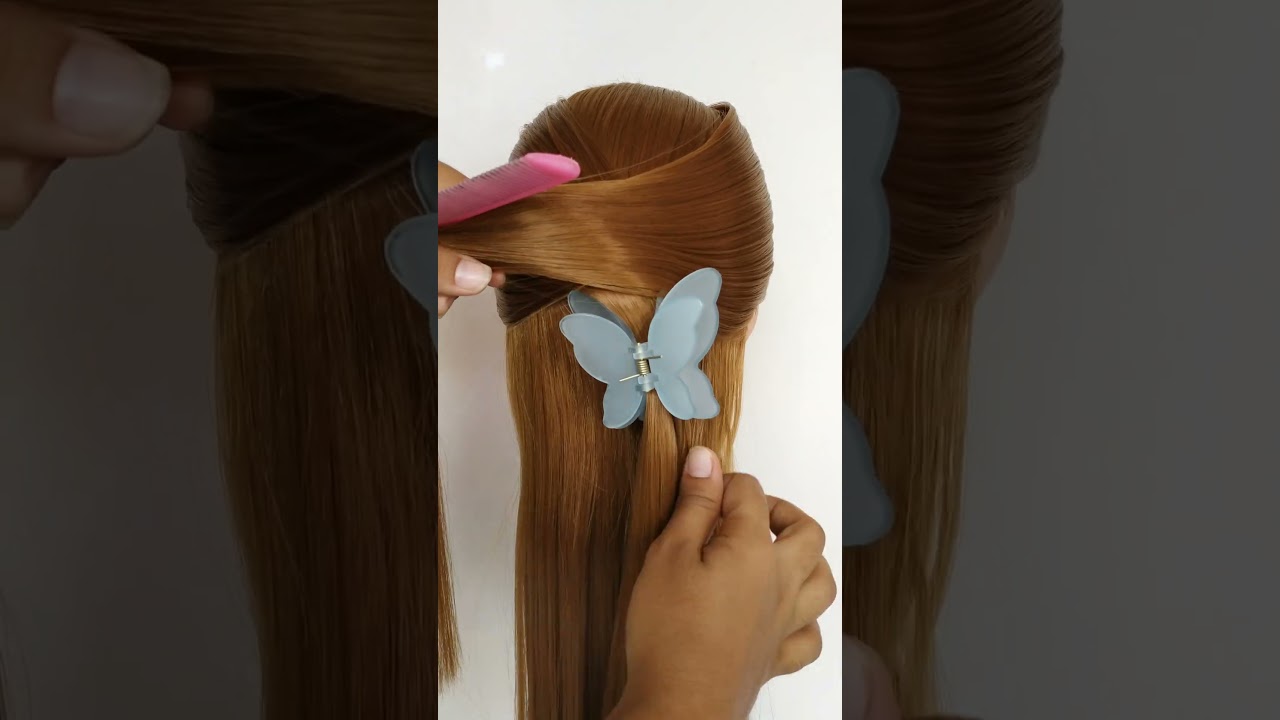 Super quick & easy ðŸ¦‹butterfly ðŸ¦‹ claw clip hairstyle
