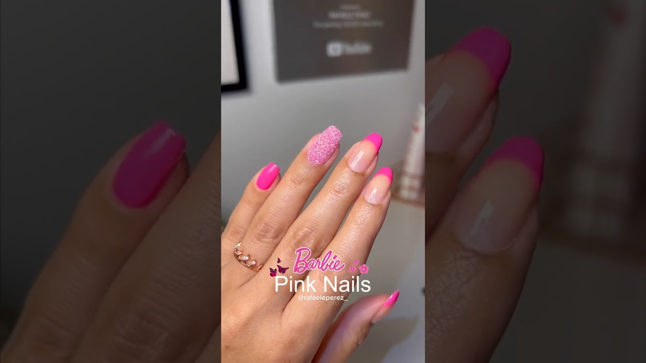 Barbie Pink Nails ðŸ’žâœ¨ðŸ¦‹ #uÃ±as #nailtutorial #diseÃ±ouÃ±as #frenchnails #barbie